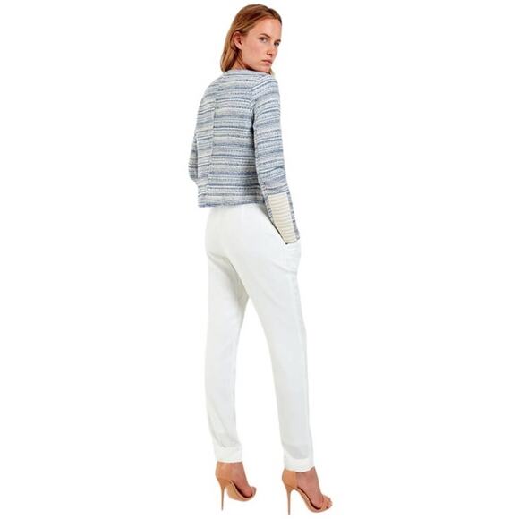 AS BY DF JACKET XS BLAZER GOLDIE BLUE CHAMBRAY MARLED IVORY WHITE LEATHER - Picture 7 of 15